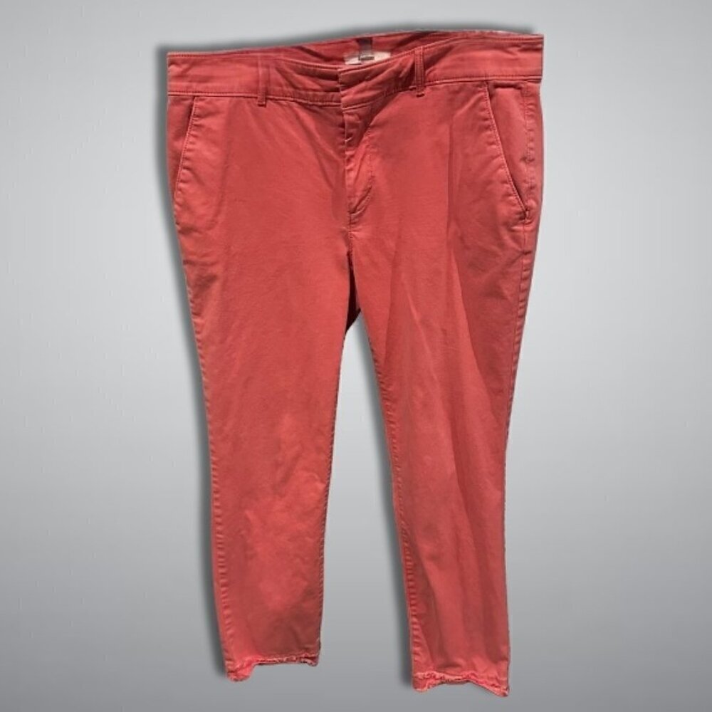 LOFT Chino Cropped Pants Mid-Rise Slim Fit Capri Ankle Cut Coral Pink Women's 8